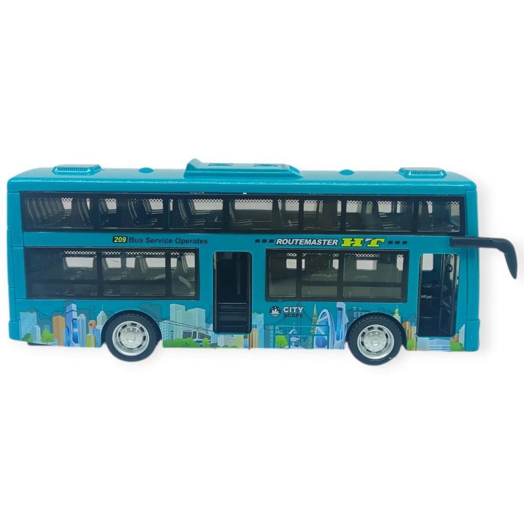 Sesli Işıklı Çift Katlı Otobüs 20 cm - Yeşil (Lisinya)