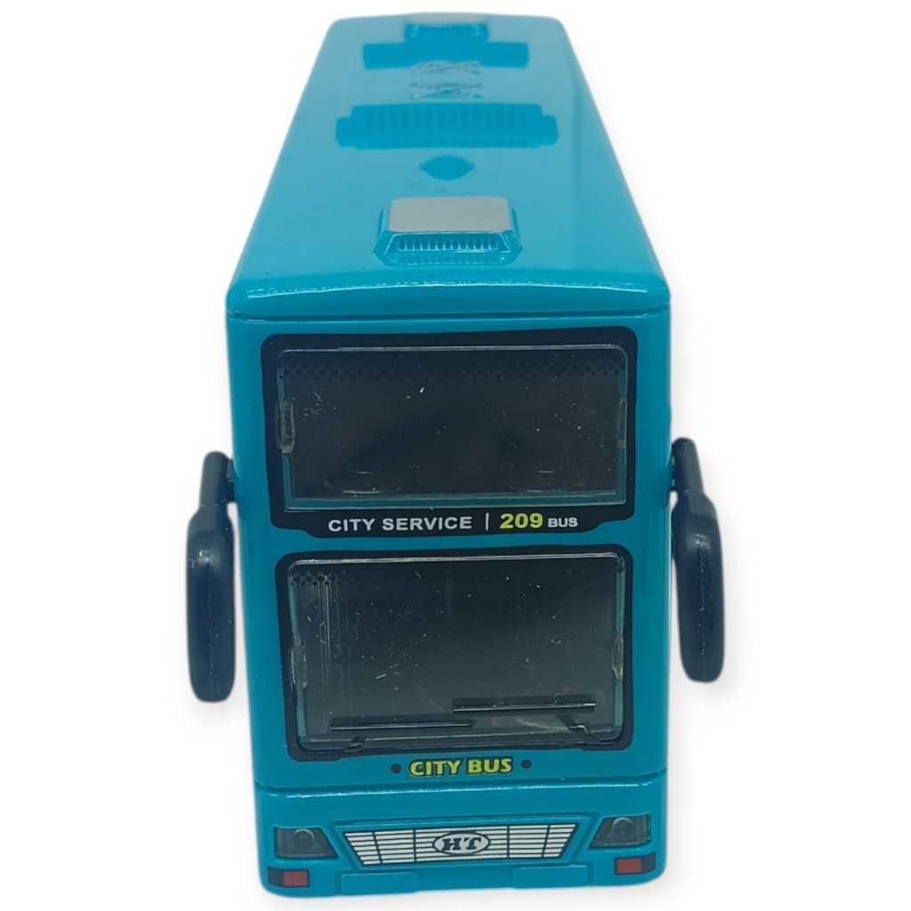 Sesli Işıklı Çift Katlı Otobüs 20 cm - Yeşil (Lisinya)