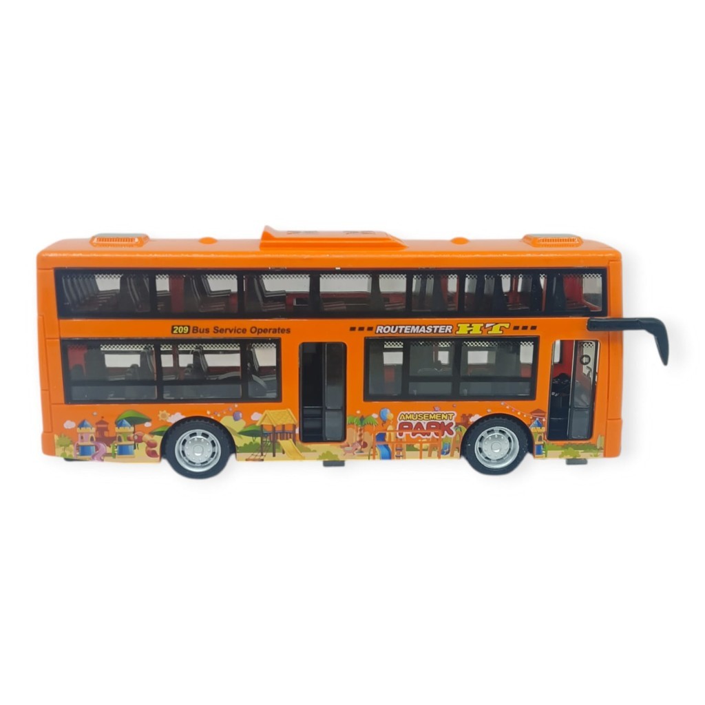 Sesli Işıklı Çift Katlı Otobüs 20 cm - Turuncu (Lisinya)