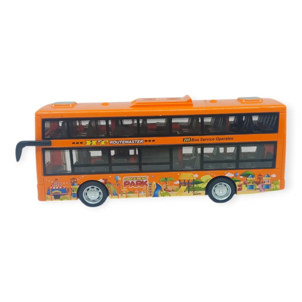Sesli Işıklı Çift Katlı Otobüs 20 cm - Turuncu (Lisinya)