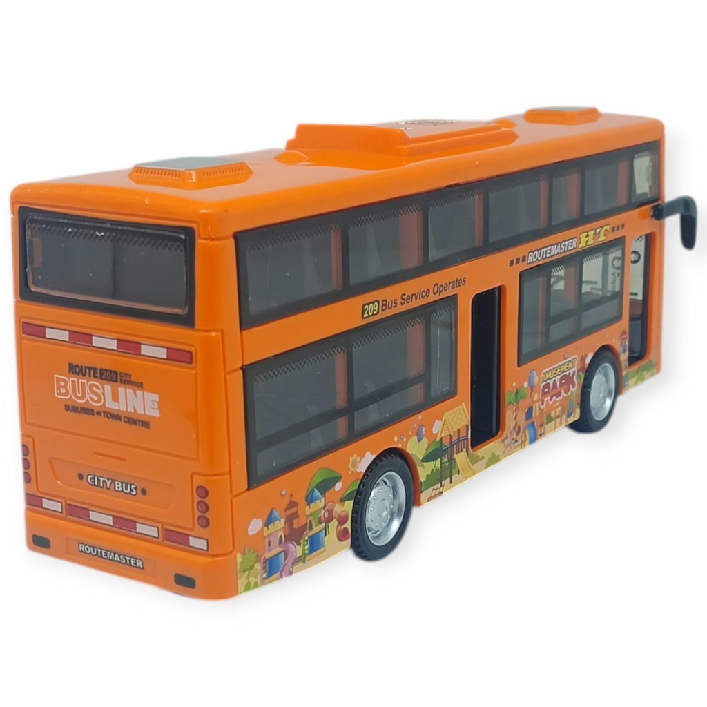 Sesli Işıklı Çift Katlı Otobüs 20 cm - Turuncu (Lisinya)