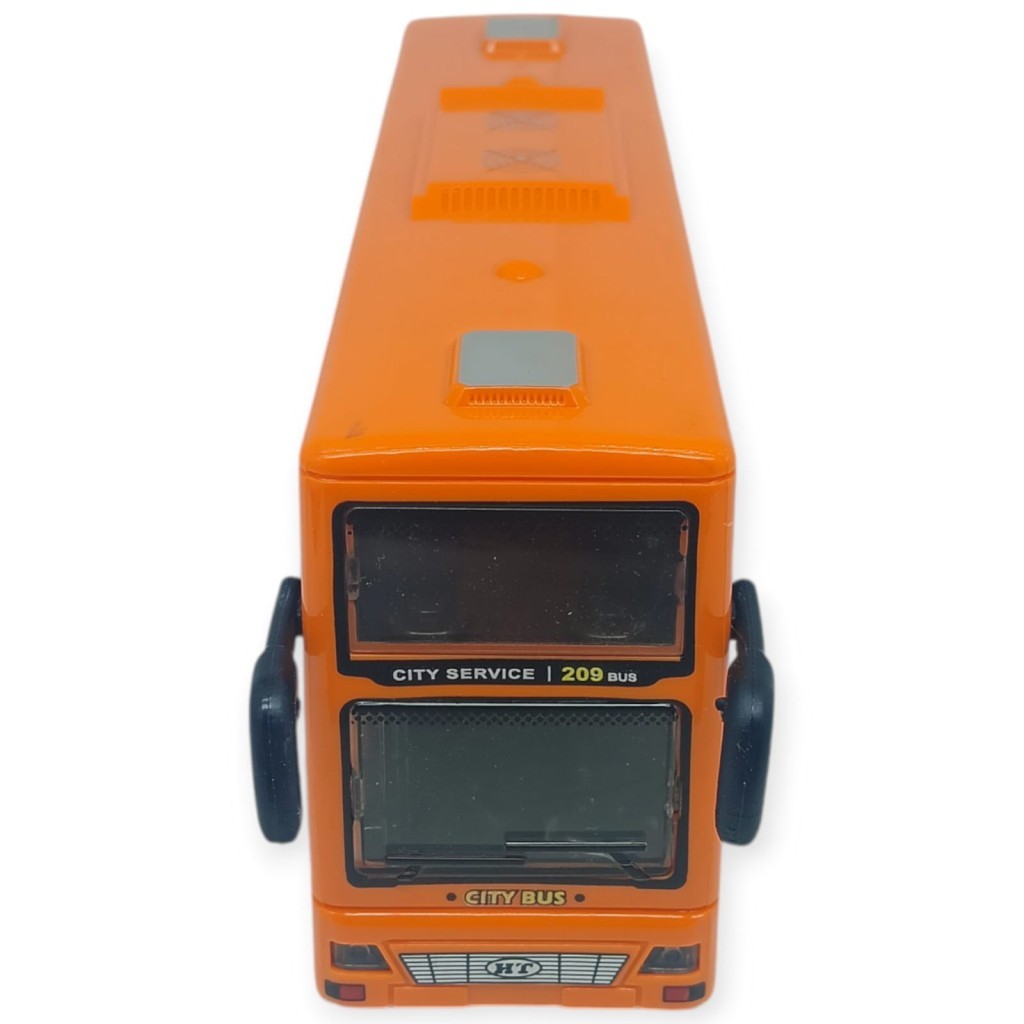 Sesli Işıklı Çift Katlı Otobüs 20 cm - Turuncu (Lisinya)