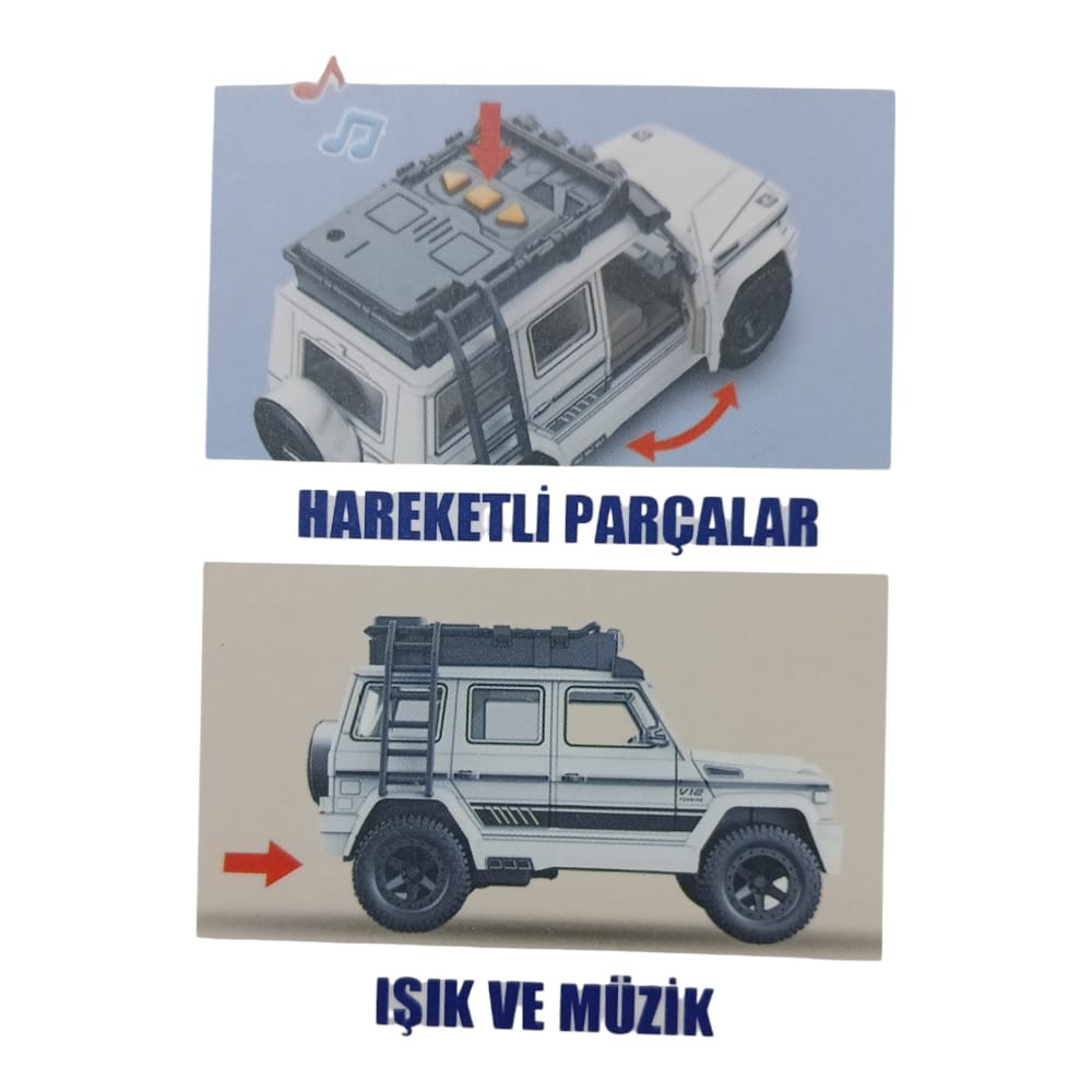 Sesli Işıklı Metal Off- Road Araba 16 cm - D700-04 - Siyah (Lisinya)