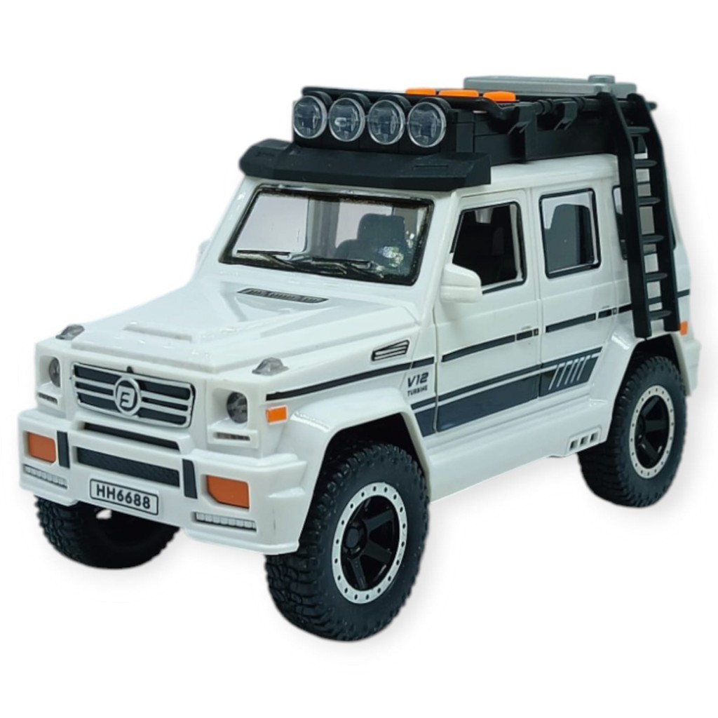 Sesli Işıklı Metal Off- Road Araba 16 cm - D700-04 - Beyaz (Lisinya)