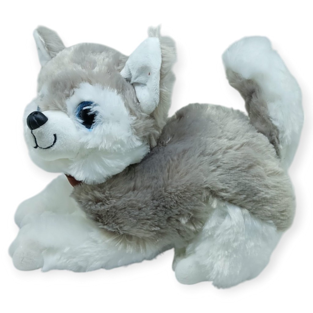 Sesli Peluş Yatan Kedi 30 cm - Gri (Lisinya)