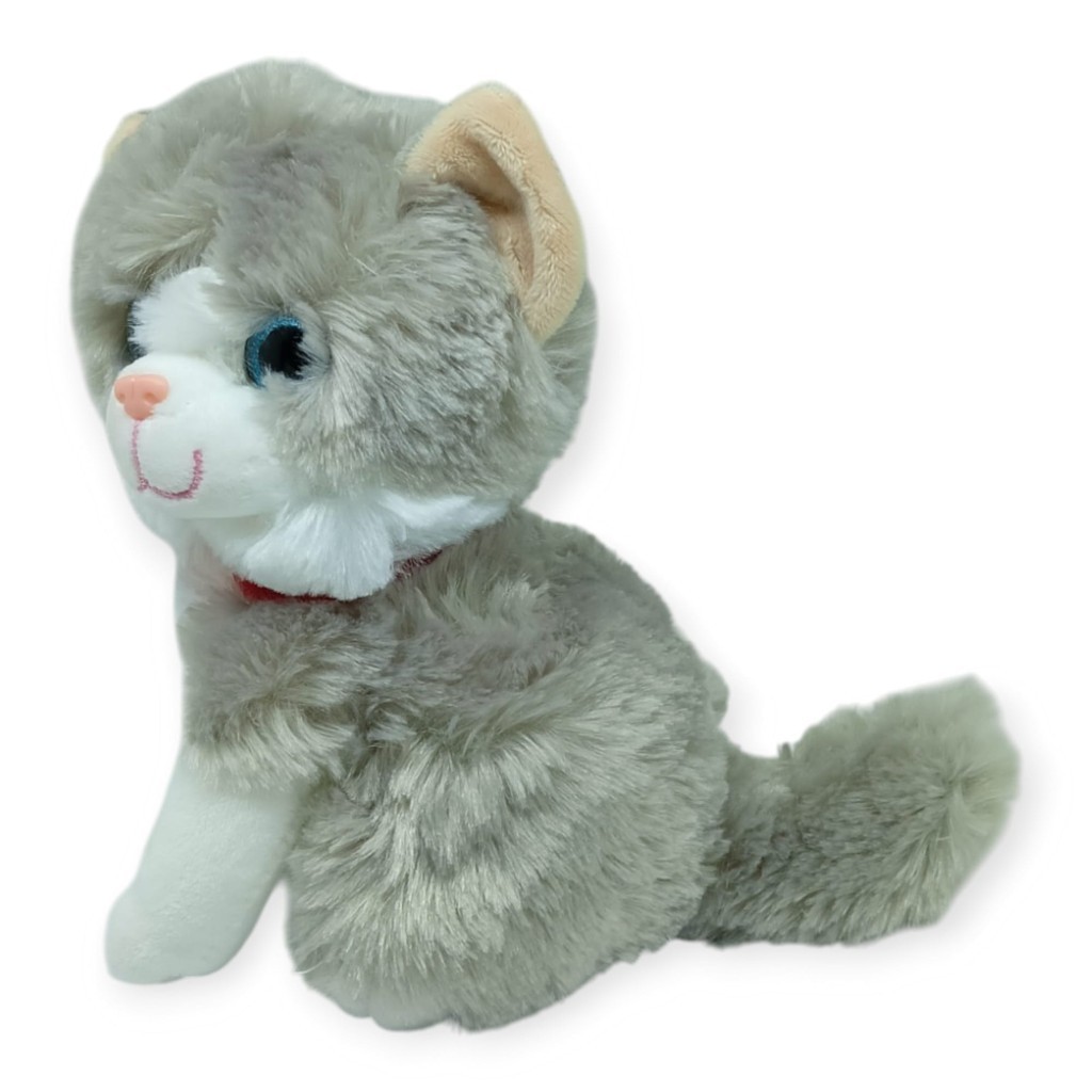 Sesli Peluş Kedi 25 cm - Gri (Lisinya)