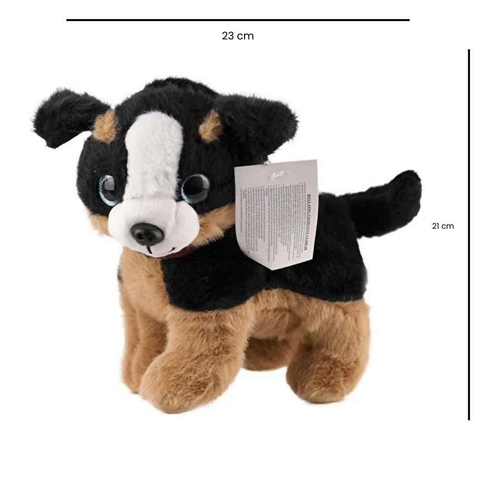 Sesli Peluş Köpek - 2309033 - Kahverengi-Siyah (Lisinya)