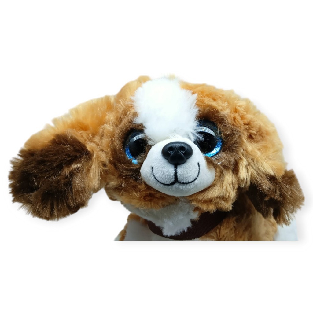 Sesli Peluş Yatan Kedi 30 cm - Kahve Beyaz (Lisinya)