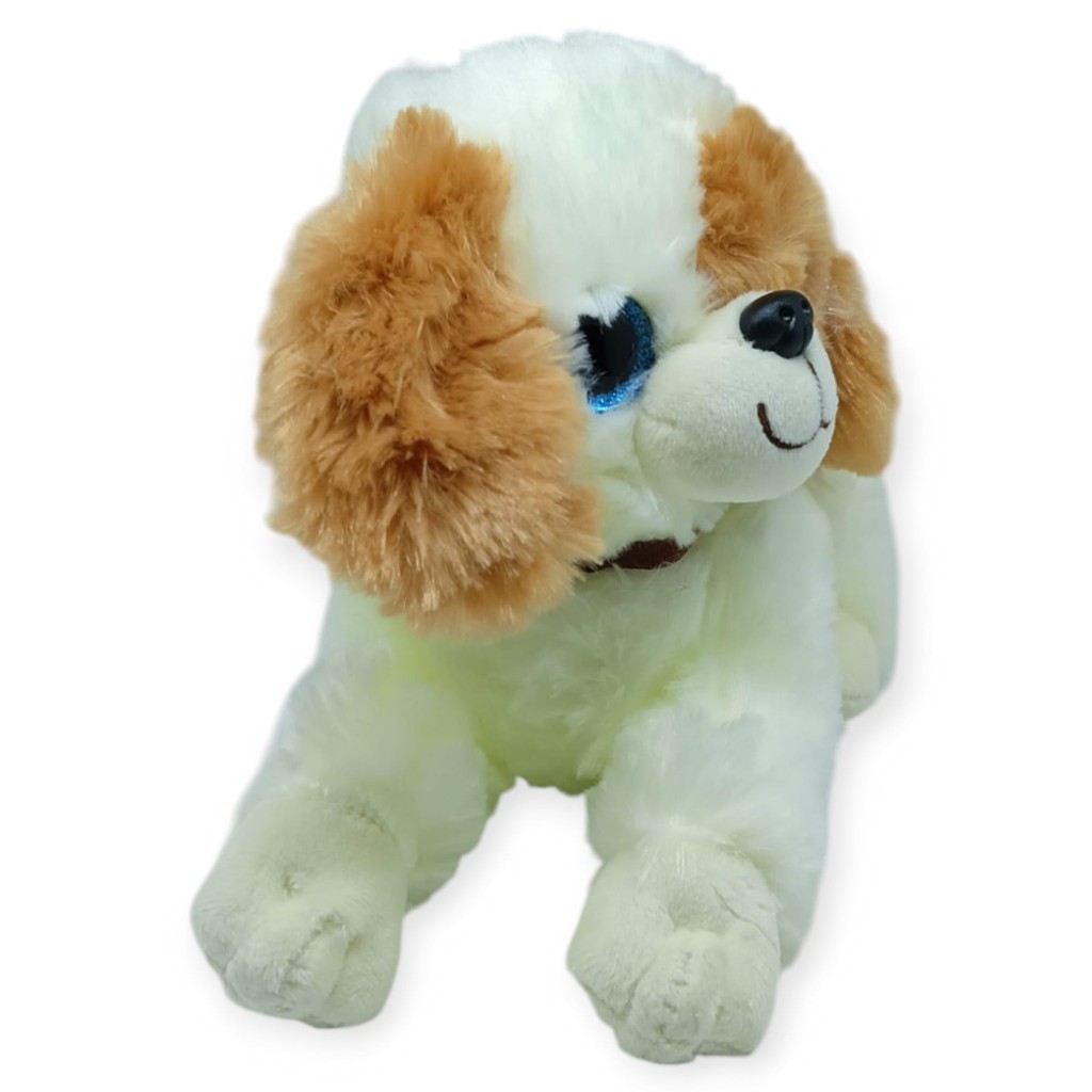 Sesli Peluş Yatan Kedi 30 cm - Beyaz Kahve (Lisinya)