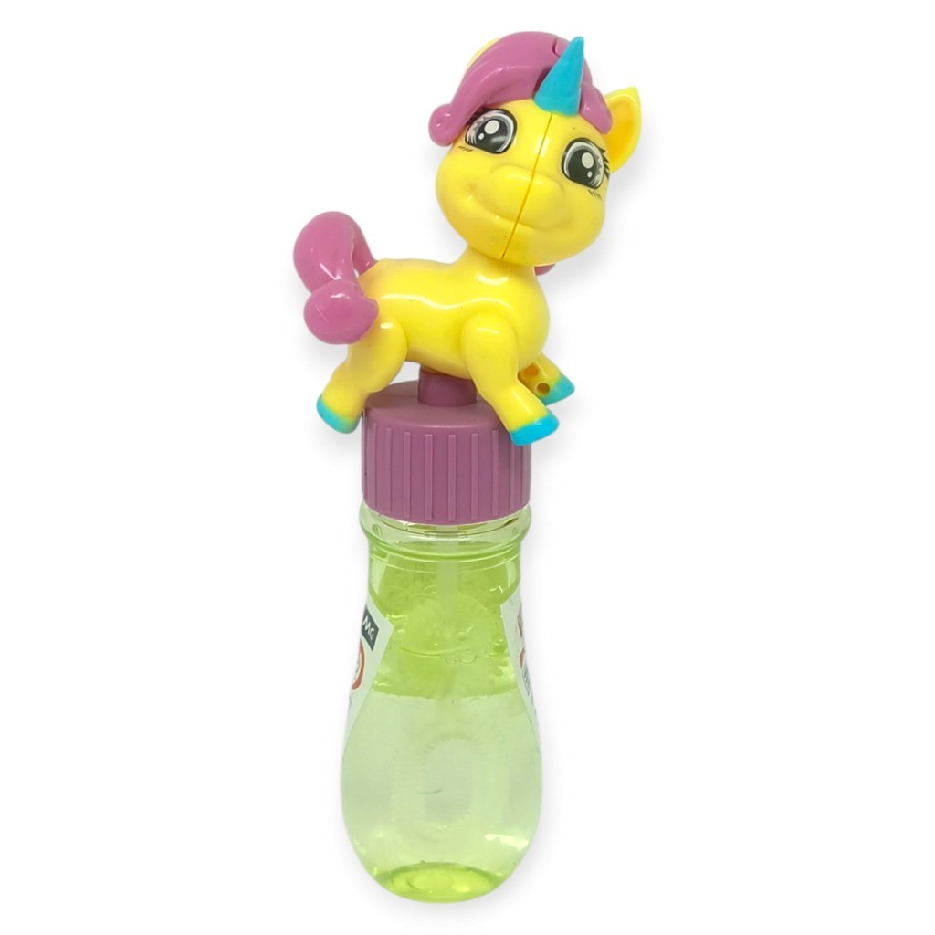 Sevimli Unicorn Figürlü Baloncuk Şişesi - Eğlenceli Köpük Çıkartma Oyuncak - Sarı (Lisinya)