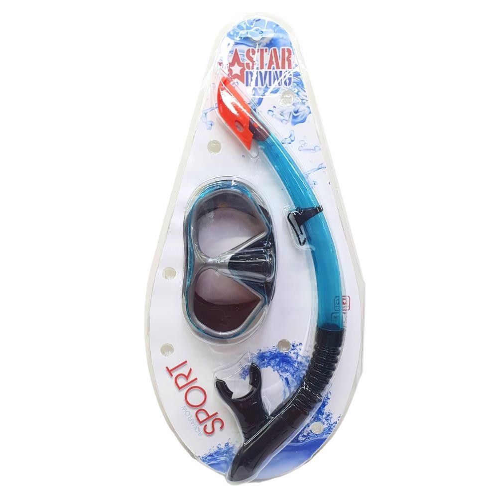 Star Diving Dalış Maskesi ve Snorkel Yetişkin - 51713-MAVİ (Lisinya)