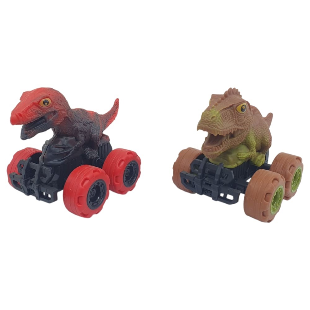 Sürtmeli Dinazor Arabalar 2'li - 12 cm - Triceratops & Stegosaurus  (Lisinya)