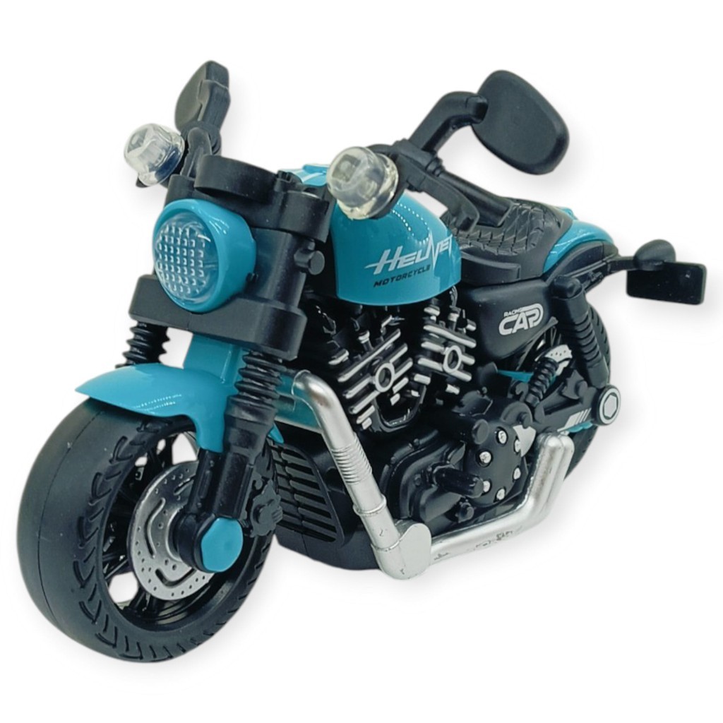 Sürtmeli Işıklı Sesli Chopper Motor Turkuaz 15cm (Lisinya)