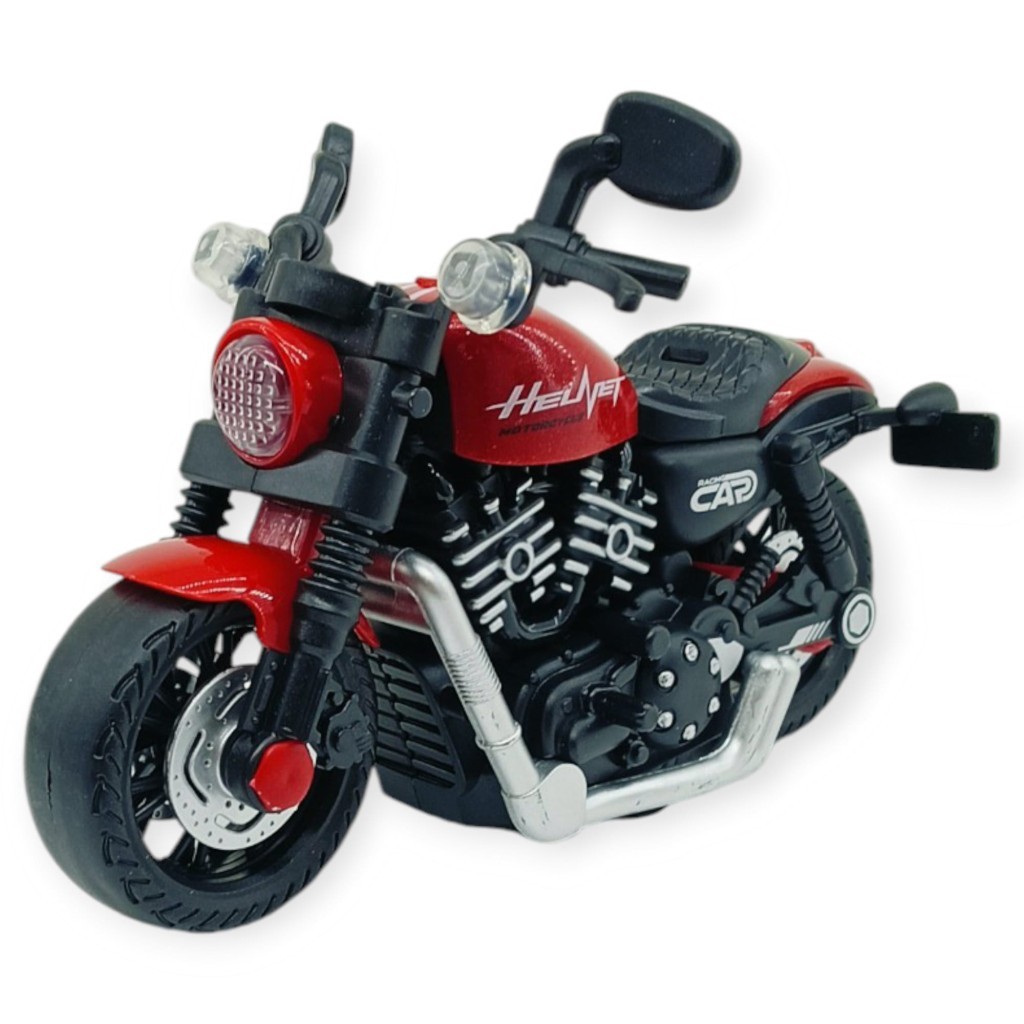 Sürtmeli Işıklı Sesli Chopper Motor Kırmızı 15cm (Lisinya)