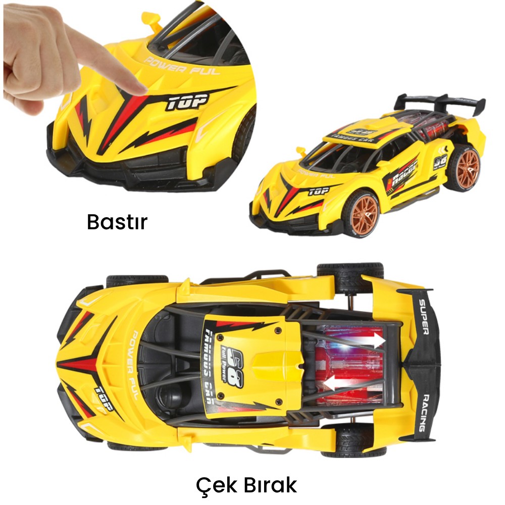 Sürtmeli Sesli Işıklı Spor Arabalar 18 cm - Sarı (Lisinya) Sürtmeli Sesli Işıklı Spor Arabalar 18 cm - Sarı (Lisinya)