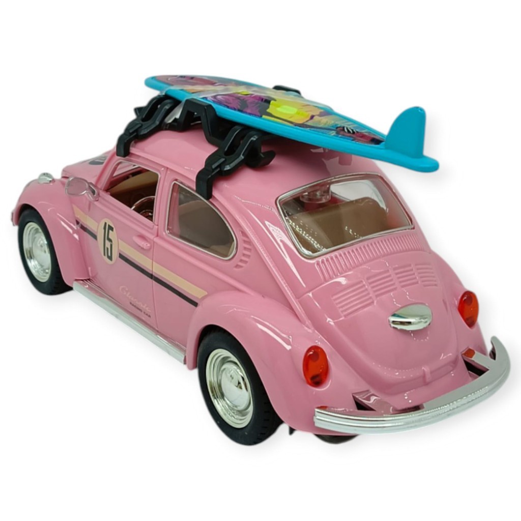 Tatil Serisi - Sesli Işıklı Vosvos Araba 18 cm - Pembe (Lisinya)