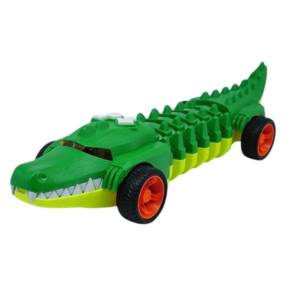 Timsah Araba - Otomatik Hareketli Sesli Işıklı 32 cm - Yeşil Timsah (Lisinya)