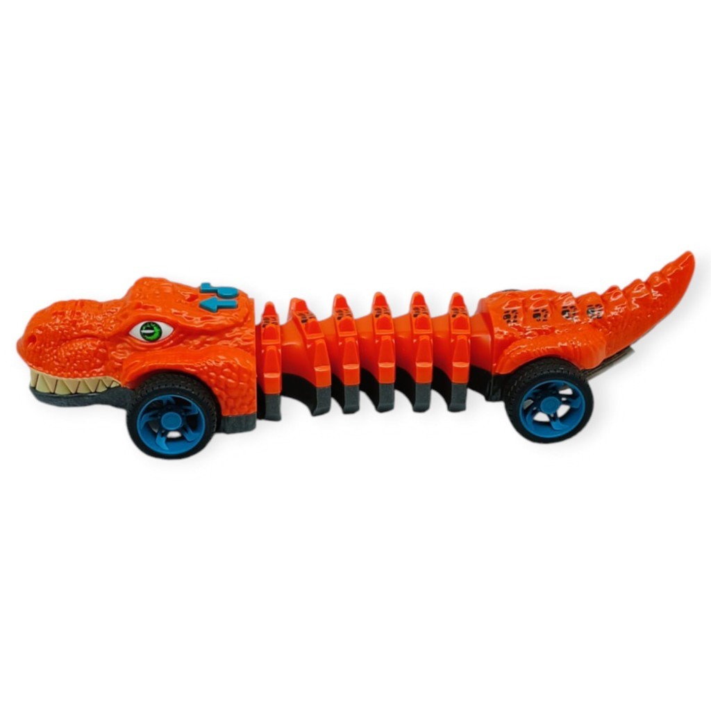 Timsah Araba - Otomatik Hareketli Sesli Işıklı 32 cm - Koyu Turuncu Timsah (Lisinya)