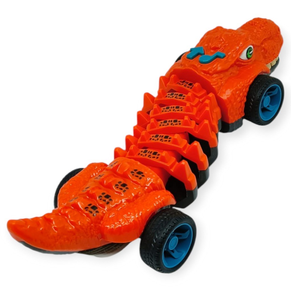 Timsah Araba - Otomatik Hareketli Sesli Işıklı 32 cm - Koyu Turuncu Timsah (Lisinya)