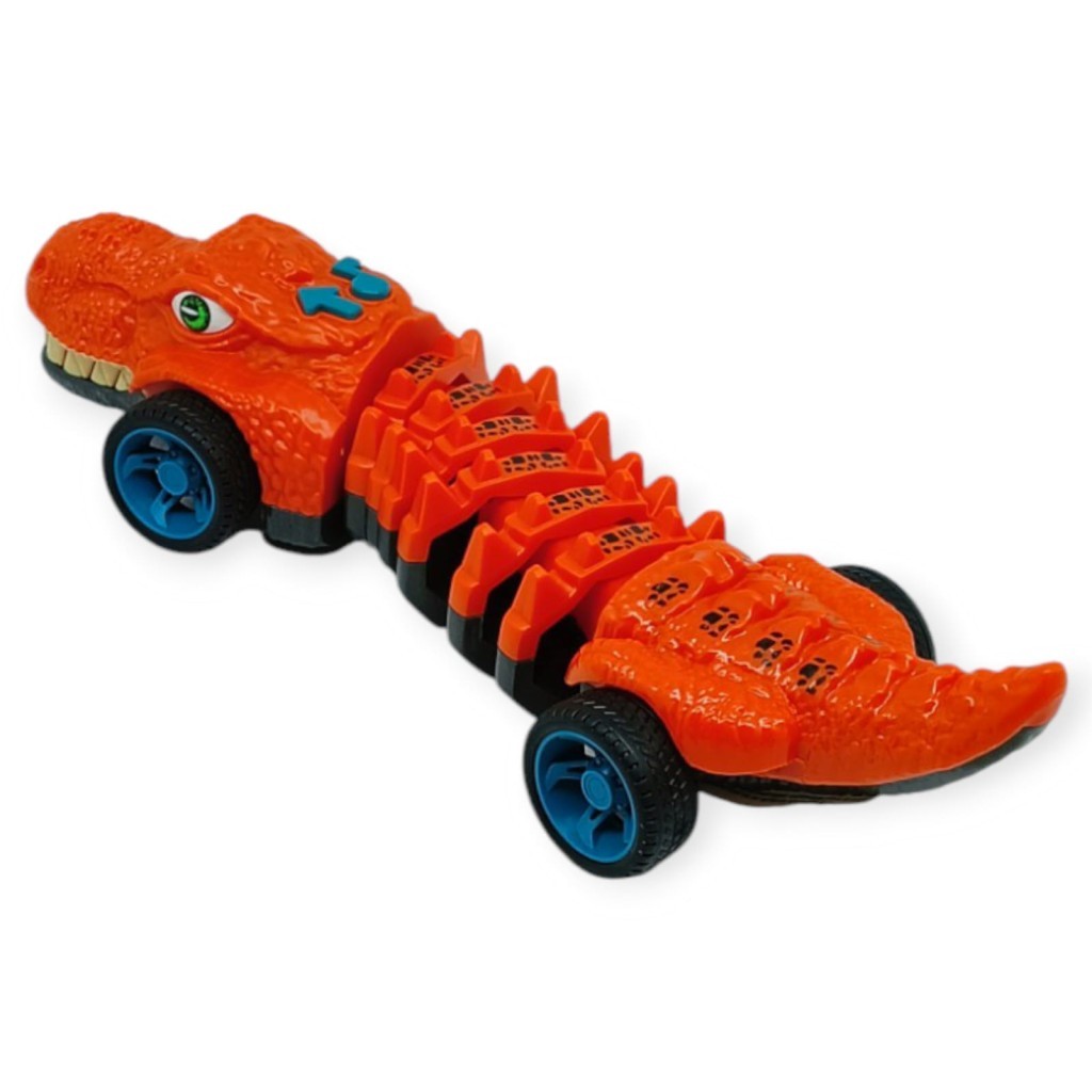 Timsah Araba - Otomatik Hareketli Sesli Işıklı 32 cm - Koyu Turuncu Timsah (Lisinya)