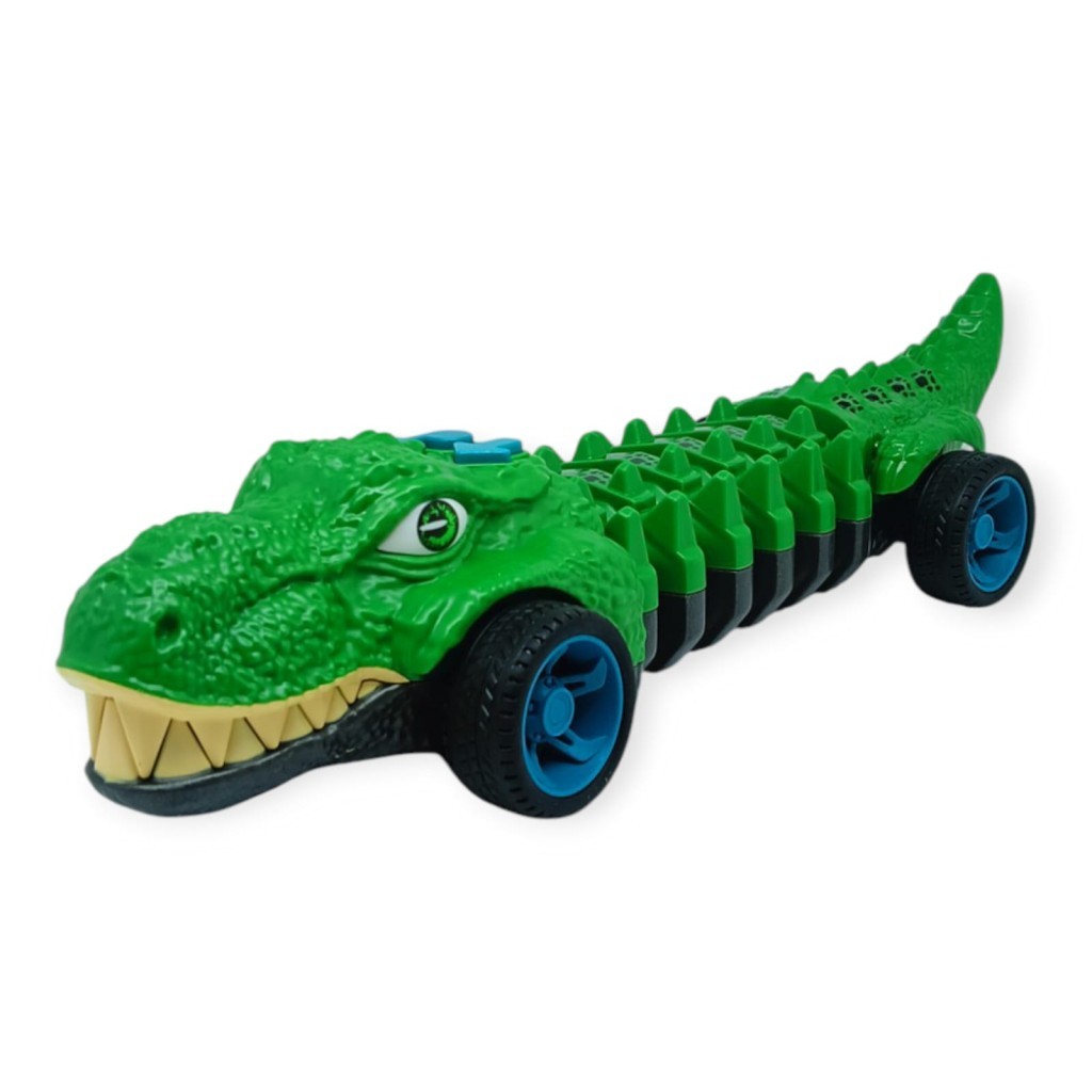 Timsah Araba - Otomatik Hareketli Sesli Işıklı 32 cm - Yeşil Gerçekçi Timsah (Lisinya)