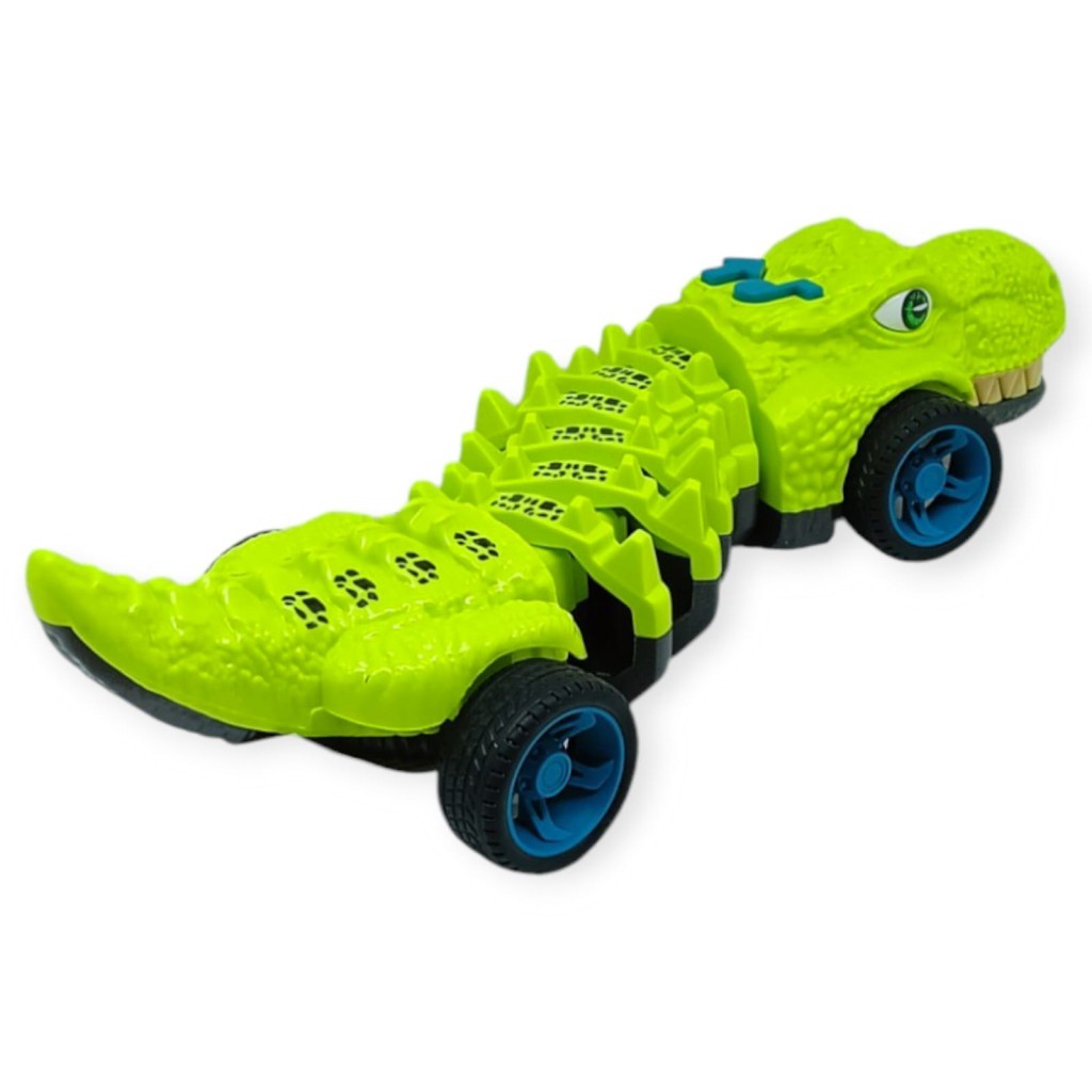 Timsah Araba - Otomatik Hareketli Sesli Işıklı 32 cm - Açık Yeşil Timsah (Lisinya)