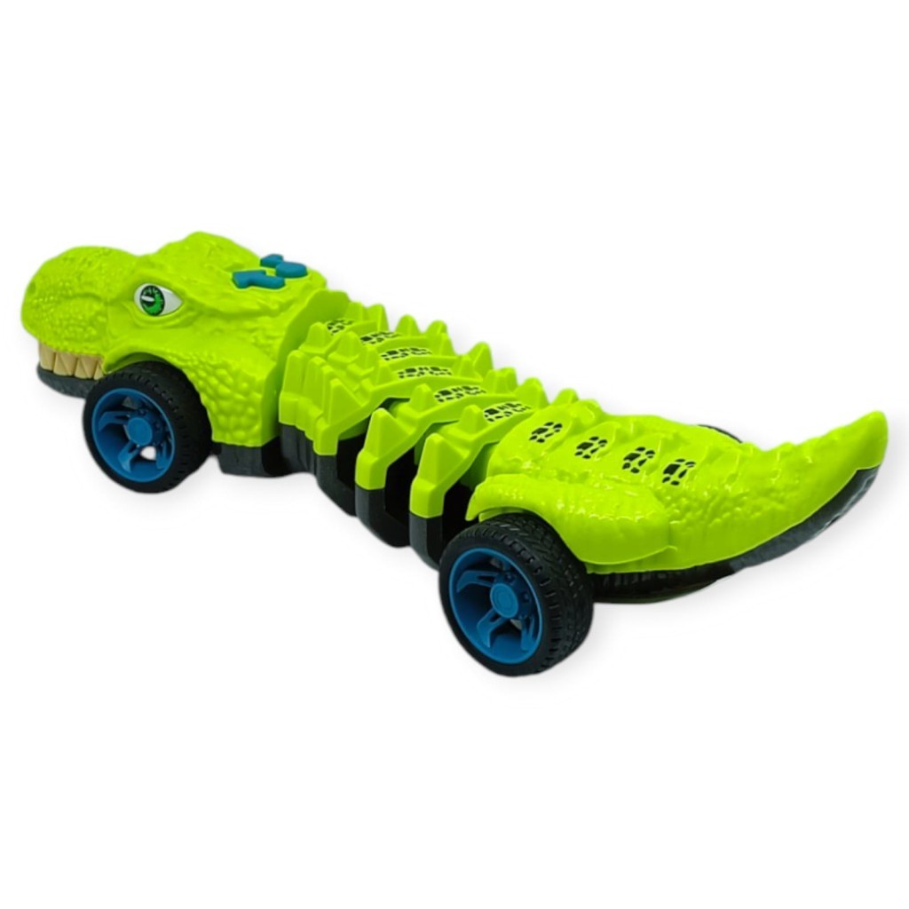 Timsah Araba - Otomatik Hareketli Sesli Işıklı 32 cm - Açık Yeşil Timsah (Lisinya)