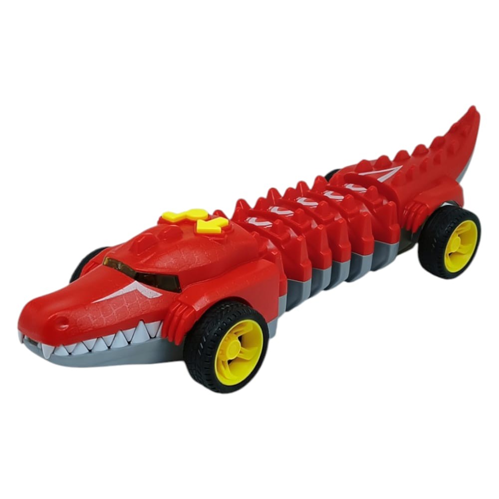 Timsah Araba - Otomatik Hareketli Sesli Işıklı 32 cm - Kırmızı Timsah (Lisinya)