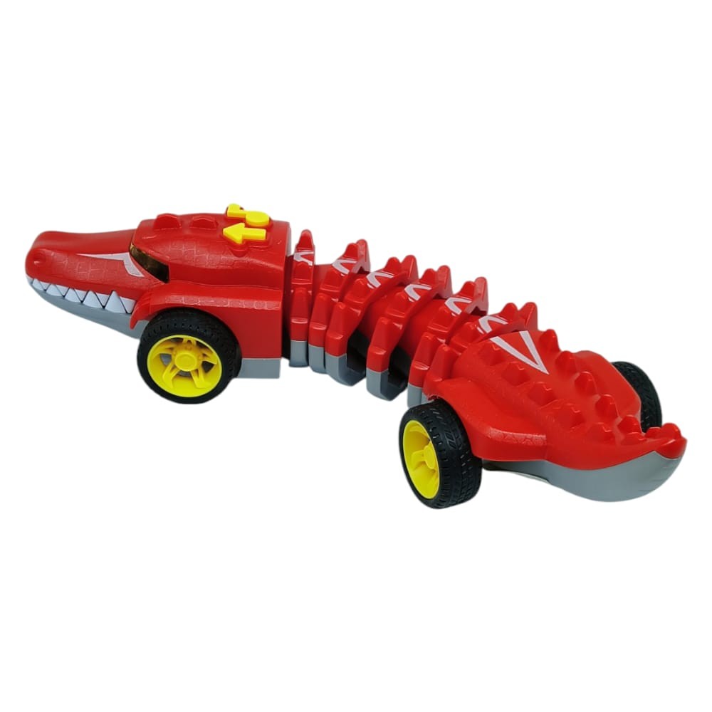 Timsah Araba - Otomatik Hareketli Sesli Işıklı 32 cm - Kırmızı Timsah (Lisinya)