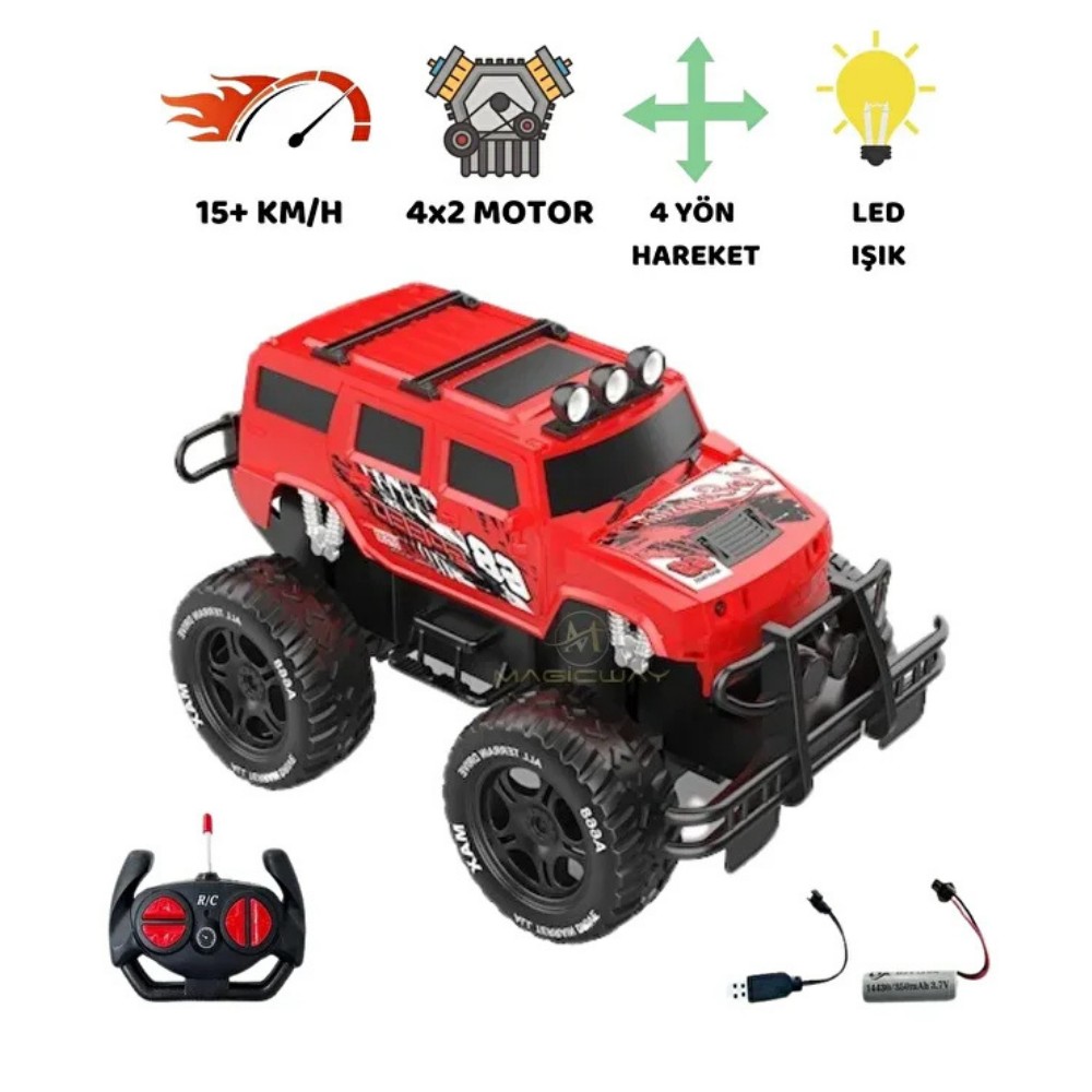 Uzaktan Kumandalı Şarjlı Off - Road Aracı U/K 1/12 - Kırmızı (Lisinya)