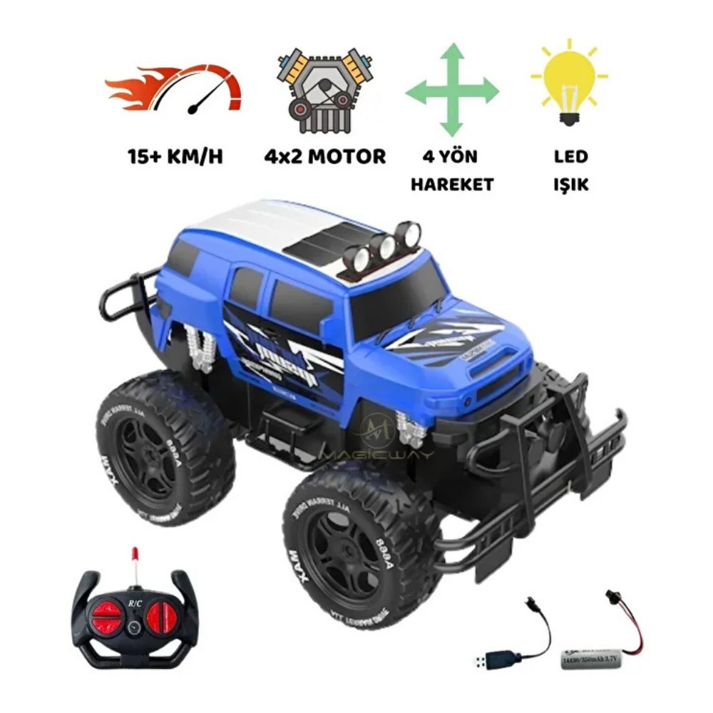 Uzaktan Kumandalı Şarjlı Off - Road Aracı U/K 1/12 - Mavi (Lisinya)