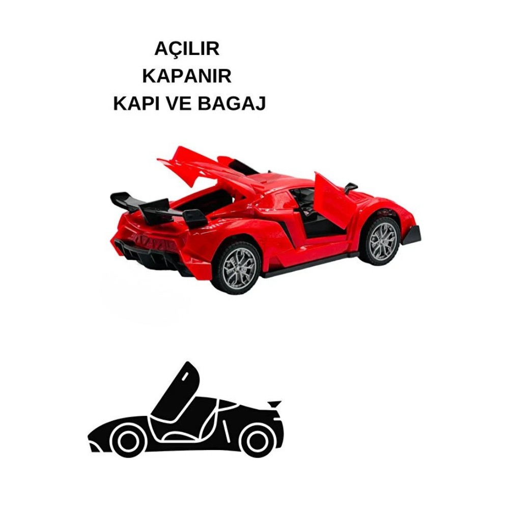 Uzaktan Kumandalı Spor Araba Kapıları Kumanda Kontrollü 1/18 - 789-104 - Kırmızı (Lisinya)