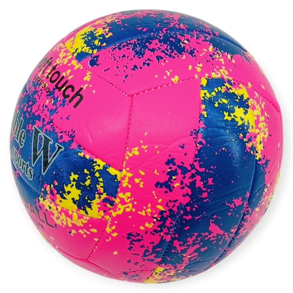 Voleybol Topu Splash Desenli Soft Touch Dikişli 280 gr - Pembe  (Lisinya)