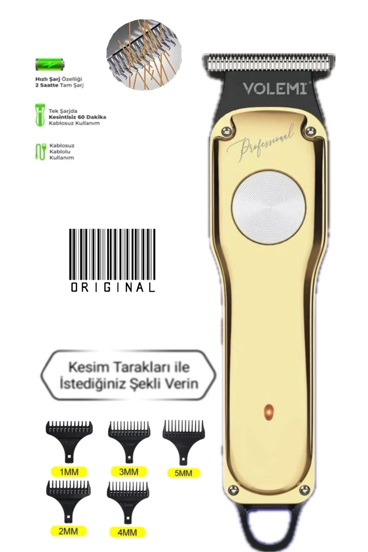 00085 Profesyonel Usb Şarjlı Berber Tıraş Makinesi Saç Sakal Tıraş Makinası Erkek Bakım Seti ( Lisinya )