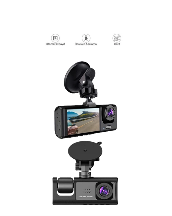 1. 3 Kameralı Full Hd Araç Kamerası – Ön, İç Ve Arka Görüş İle %100 Kapsama ( Lisinya )