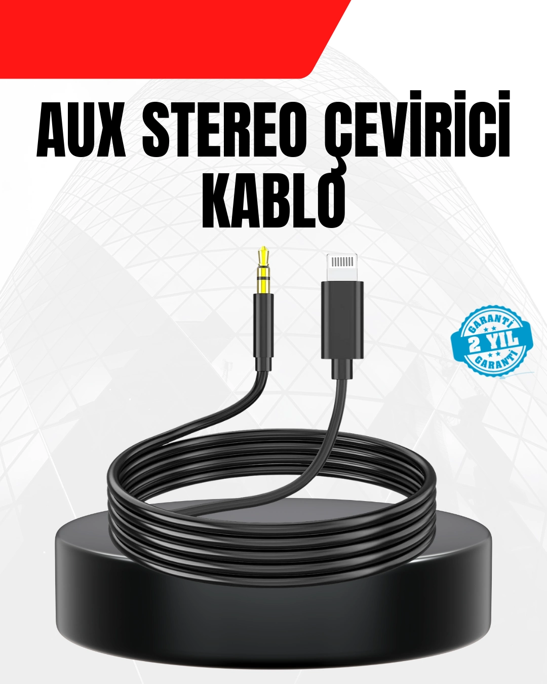 1 Metre Lightning To Aux Çevirici Kablo Stereo Ses Yüksek Kalite ( Lisinya )
