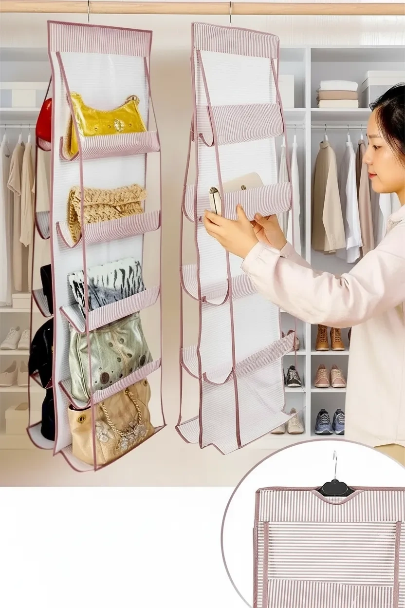 10 Gözlü Çanta Askılığı Dolap İçi Düzenleyici Organizer - Şeffaf Bölmeli Asılabilir Çantalık Korumalı Kılıf ( Lisinya ) 10 Gözlü Çanta Askılığı Dolap İçi Düzenleyici Organizer - Şeffaf Bölmeli Asılabilir Çantalık Korumalı Kılıf ( Lisinya )