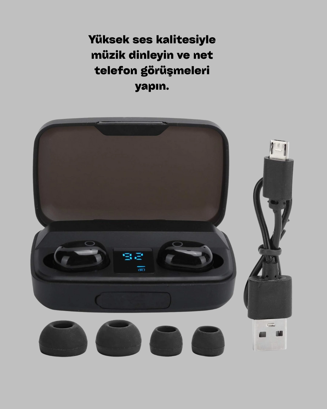 10 Metre Çekim Mesafeli Hafif Tasarımlı Bluetooth Kulaklık Ve Şarj Kutusu Seti ( Lisinya )