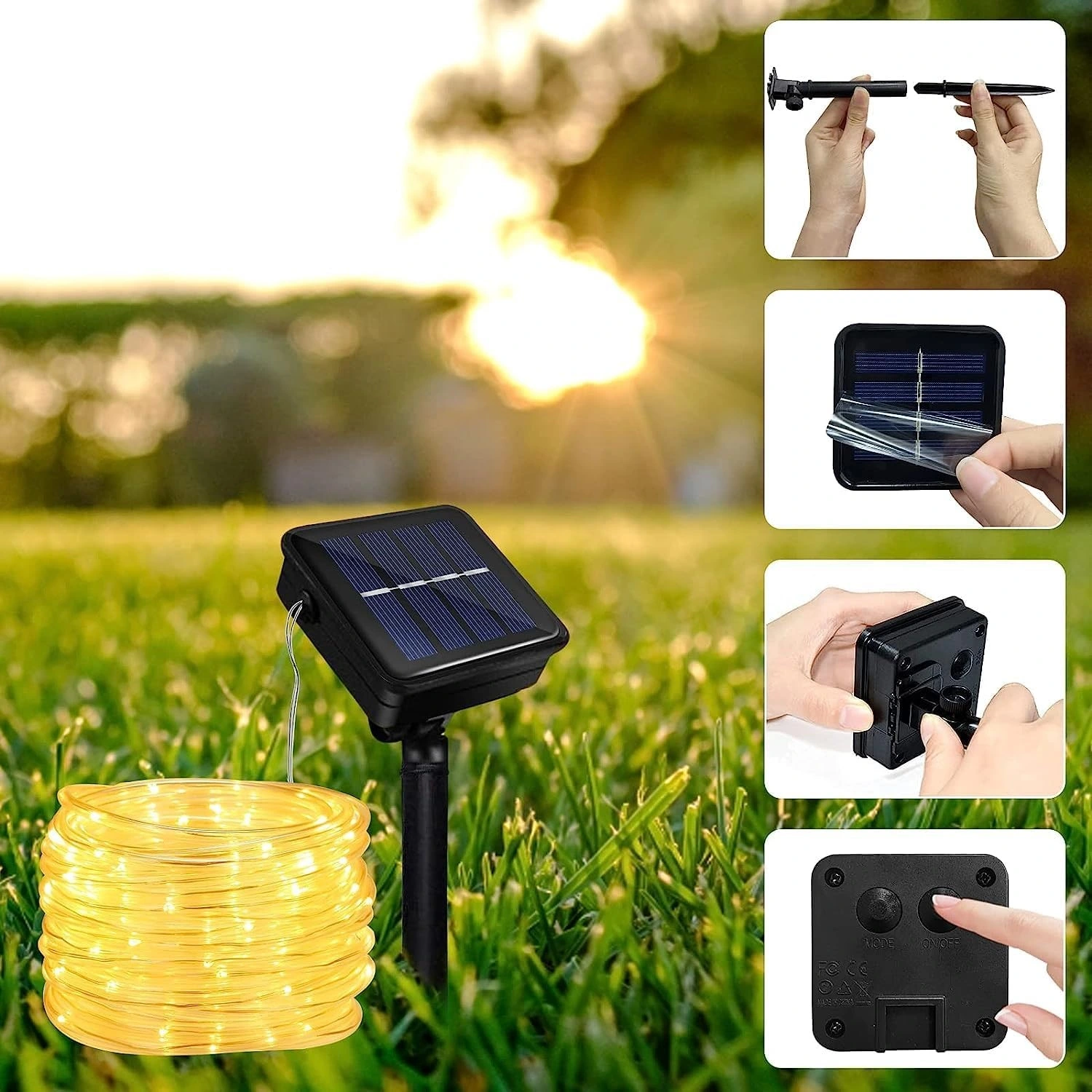 10 Metre Güneş Enerjili Hortum Led Işık ( Lisinya )