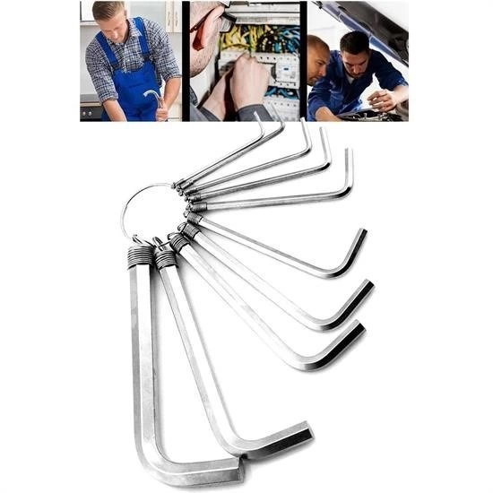 10 Parça Çelik Alyan Seti Kısa Düz Köşe Alyan Anahtar Takımı ( Lisinya ) 10 Parça Çelik Alyan Seti Kısa Düz Köşe Alyan Anahtar Takımı ( Lisinya )