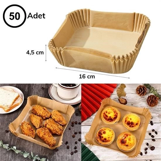100 Adet Air Fryer Pişirme Kağıdı Tek Kullanımlık Gıda Yağlı Kağıdı Kare Tabak Model ( Lisinya ) 100 Adet Air Fryer Pişirme Kağıdı Tek Kullanımlık Gıda Yağlı Kağıdı Kare Tabak Model ( Lisinya )