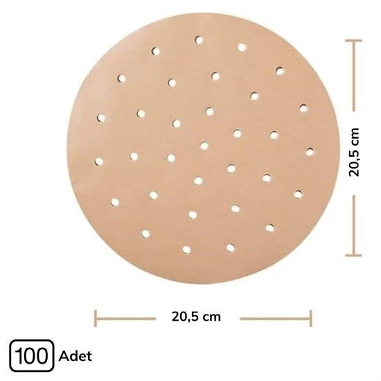 100 Adet Air Fryer Pişirme Kağıdı Tek Kullanımlık Hava Fritözü Yuvarlak Delikli Model ( Lisinya ) 100 Adet Air Fryer Pişirme Kağıdı Tek Kullanımlık Hava Fritözü Yuvarlak Delikli Model ( Lisinya )