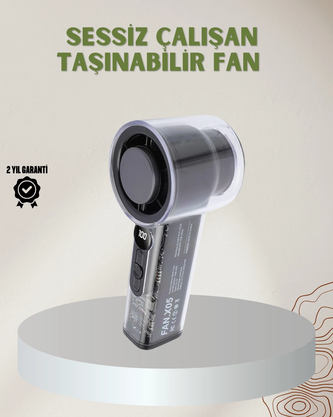 100 Kademeli Ayarlanabilir Mini Fan | Dijital Ekranlı Serinletici ( Lisinya )