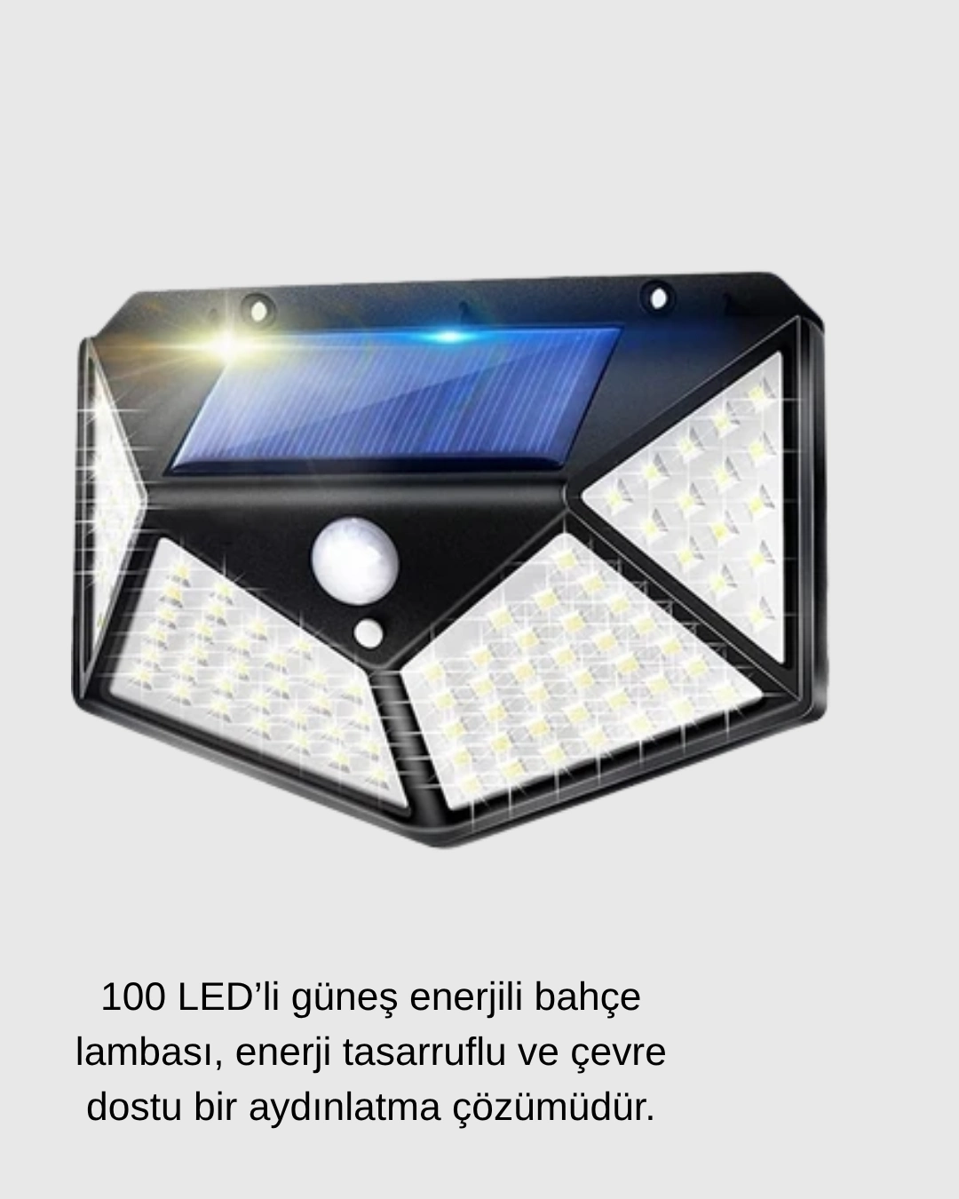 100 Led Güneş Enerjili Bahçe Lambası – Pır Sensörlü, Ip65 Su Geçirmez Dış Mekan Aydınlatma ( Lisinya )
