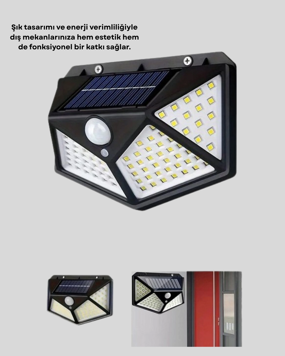 100 Led Solar Lamba Hareket Algılamalı Bahçe Duvar Dış Mekan Aydınlatma ( Lisinya )