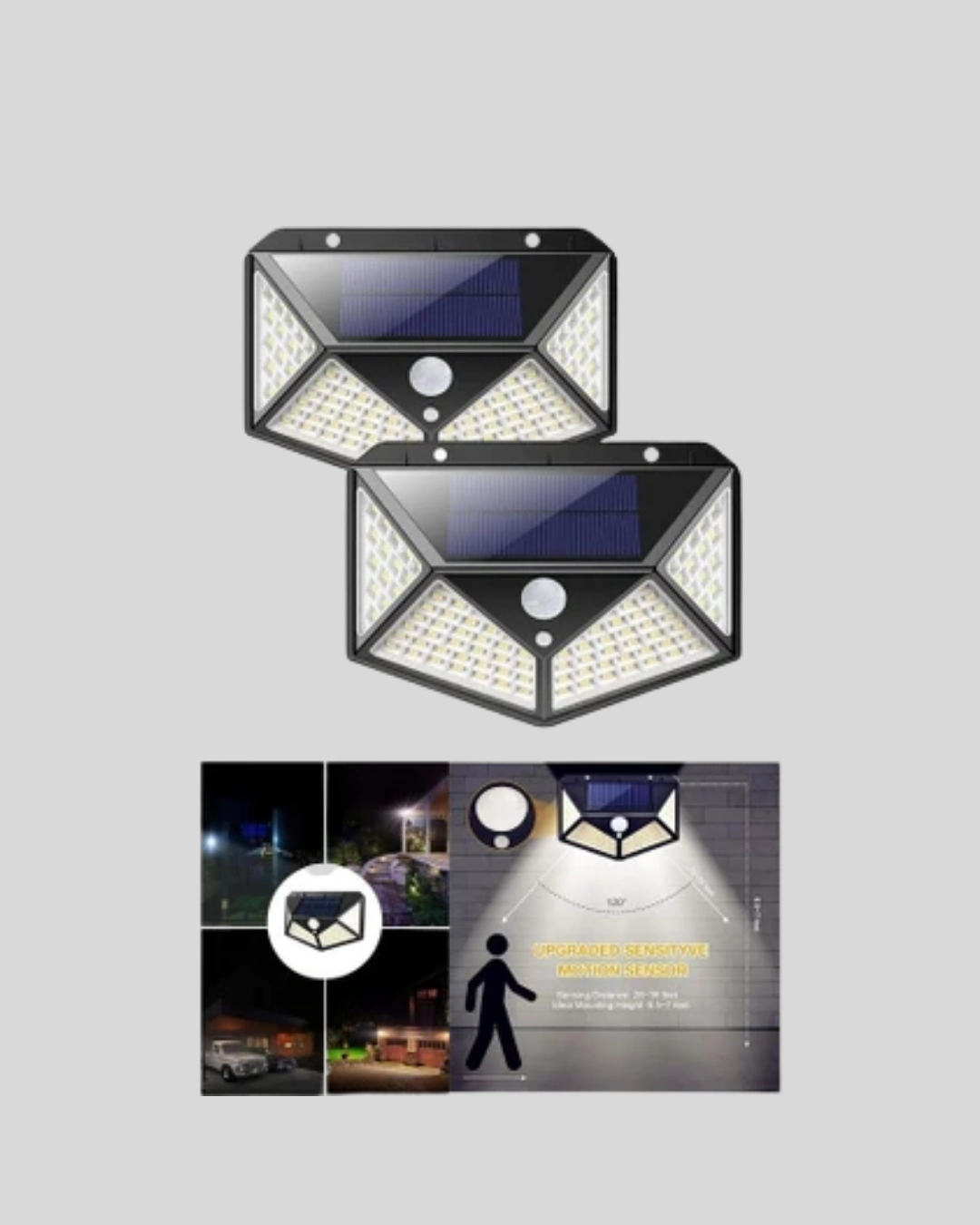 100 Led Solar Lamba Hareket Algılamalı Bahçe Duvar Dış Mekan Aydınlatma ( Lisinya )