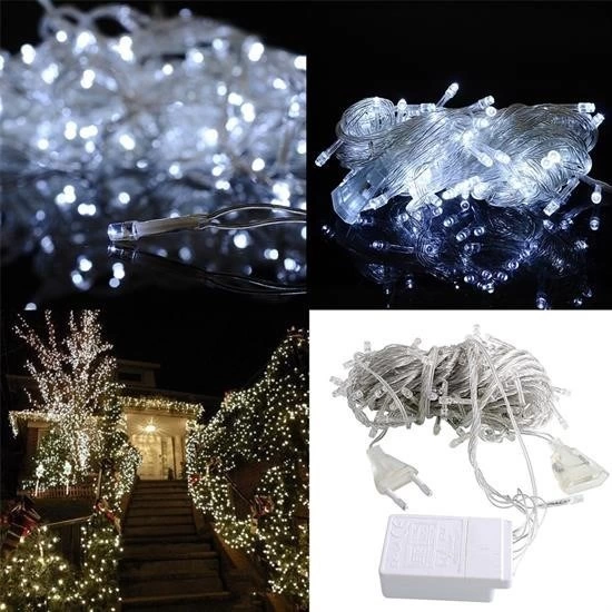 100 Ledli 8 Fonksiyonlu 10 Metre Led Aydınlatma Dekor Lambası (beyaz) ( Lisinya )