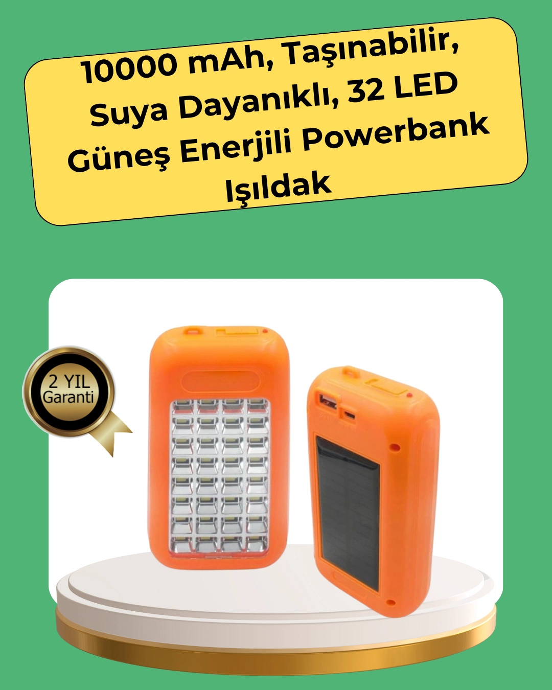 10000 Mah Güneş Enerjili Taşınabilir Şarj Cihazı Ve Aydınlatma Cihazı ( Lisinya )