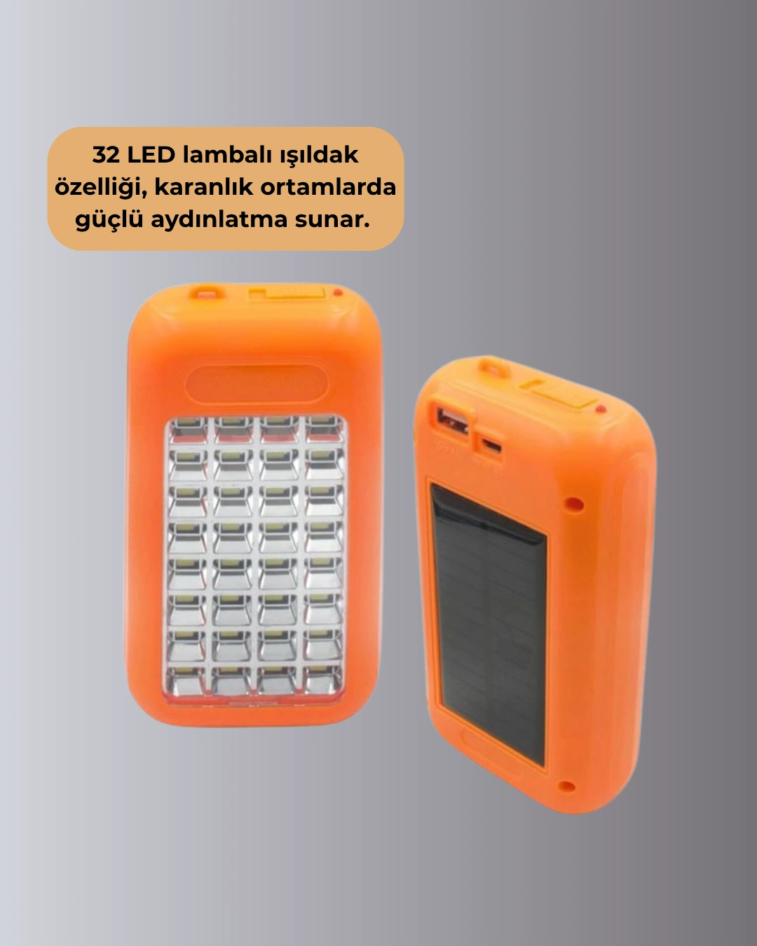 10000 Mah Güneş Enerjili Taşınabilir Şarj Cihazı Ve Aydınlatma Cihazı ( Lisinya )