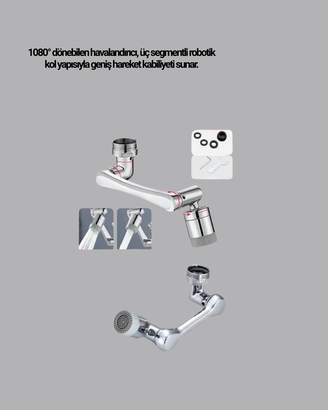 1080° Dönebilen Musluk Başlığı Robotik Kol Havalandırıcı Çok Yönlü Su Yönlendirme ( Lisinya )